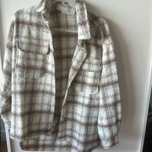 Brown and white shacket